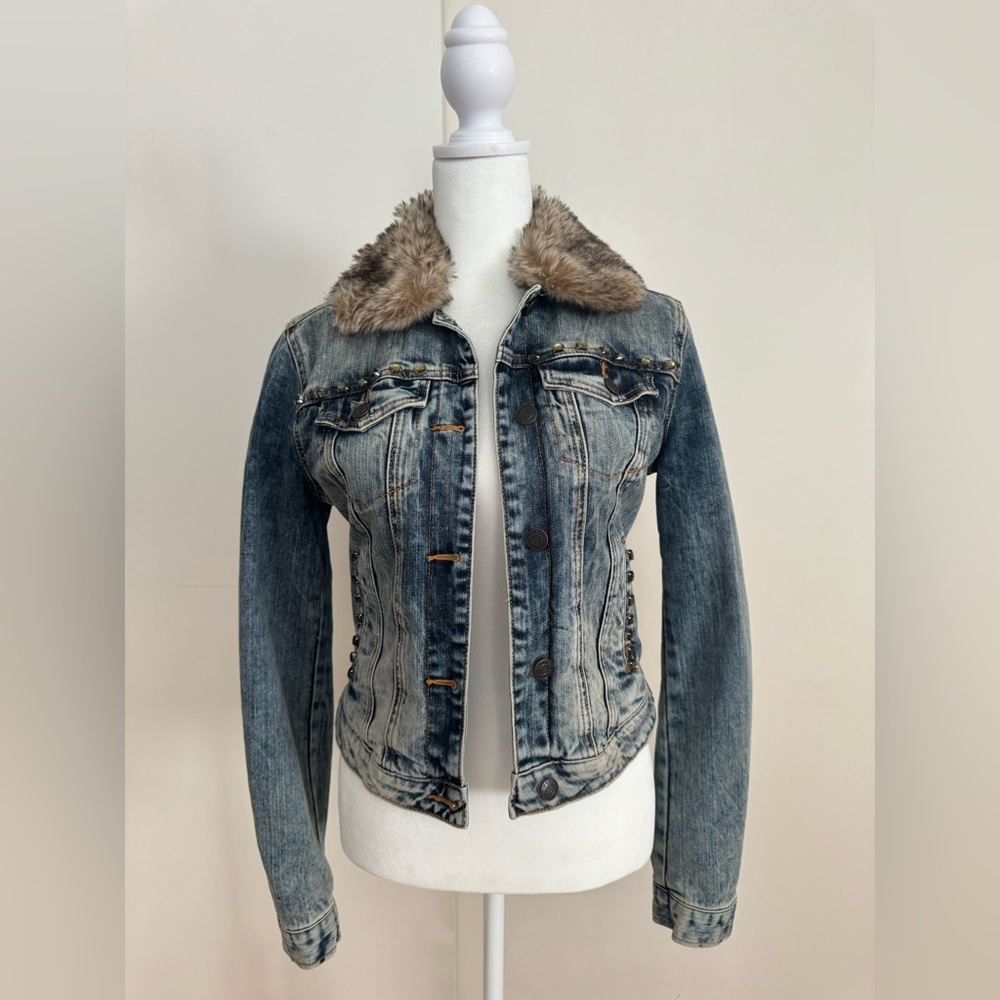 ✨Zara✨Denim Fur Jacket Size S